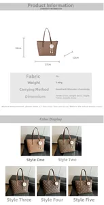 Detailed size chart and dimensions for the monogram tote bag with plush ball charm