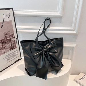 Große PU Leder Tote Bag Mit Großer Schleife Elegante Damen Schultertasche Für Den Täglichen Weg Zur Arbeit