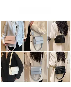 Collage of four stylish patent leather crossbody bags showing various colors and fit