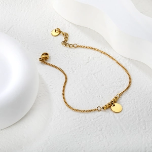 Elegant gold stainless steel double chain bracelet with shell pearl heart and lobster clasp