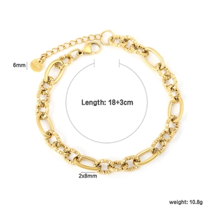 Minimalist 18K gold plated stainless steel thick chain bracelet with oval links for women