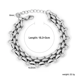 Minimalist double layered silver stainless steel Cuban chain bracelet with lobster clasp