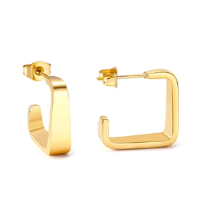 Boucles d'oreilles créoles rectangulaires évidées en acier inoxydable plaqué or 14K