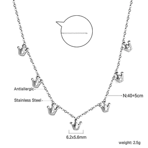 Dettagli della collana con corona in acciaio inossidabile antiallergico lunga 40+5cm
