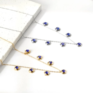 Collane in acciaio inossidabile placcato oro 18 carati e argento con fiori di cristallo