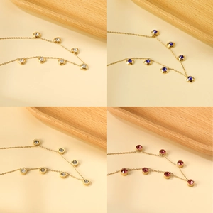Collana Con Ciondoli Multipli Cuore Fiore Tondo Zircone Acciaio Inossidabile Placcato Oro 18K Gioielli Eleganti Per Donna