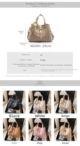 Spécifications de taille et détails du matériau pour ce sac seau élégant en cuir PU