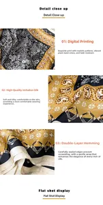 Detail of digital printed paisley silk scarf with premium double-stitched hem edges