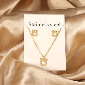 Bijoux Hibou Mignons Collier Et Boucles D Oreilles Acier Inoxydable Strass Pendentif Animal Mode Pour Femmes
