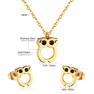 Détails du coffret bijoux chouette plaqué or avec spécifications techniques et tailles