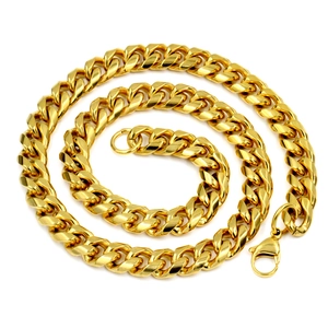 Polierte 10mm 18K Gold-Panzerkette mit Karabinerverschluss für Damen und Herren