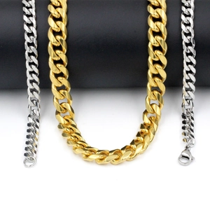 Cuban Link Kette Edelstahl 18K Vergoldet Hip Hop Punk Trendiger Schmuck Für Damen Herren
