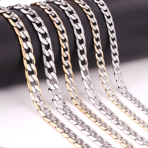 Two Tone Cuban Link Chain Necklace Stainless Steel Engraved Star Pattern Hip Hop Trendy Industrial Style For Men Women