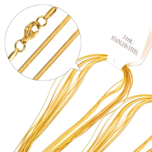 Set of 2mm 316L gold stainless steel flat snake chain necklaces with lobster clasp