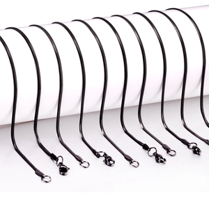 2mm black plated stainless steel snake chain necklaces with secure lobster clasp