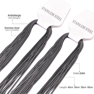 Detailed view of 2mm stainless steel snake chain necklaces in various lengths