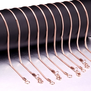Rose gold 2mm stainless steel snake chain necklace with lobster clasp for women