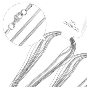 Set of ten 2mm 316L stainless steel flat snake chain necklaces with lobster clasps