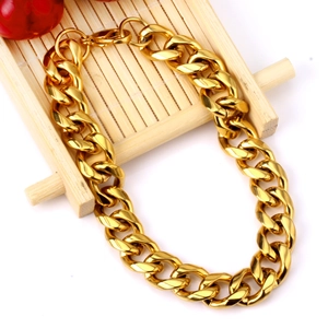 Poliertes 10mm goldenes kubanisches Gliederkettenarmband mit Karabinerverschluss