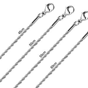 Detailed length comparison of stainless steel rope chains 45cm to 60cm with lobster clasps
