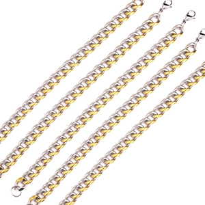 Detail von 10mm zweifarbigen Panzerketten mit Karabinerverschluss in Gold und Silber