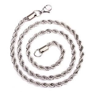 Detail of 18K gold plated stainless steel twist rope chain with secure lobster clasp