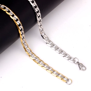 Bracelet Chaîne À Maillons Cubains En Acier Inoxydable Texture Gravée Bijoux Hip Hop Punk Pour Hommes Femmes