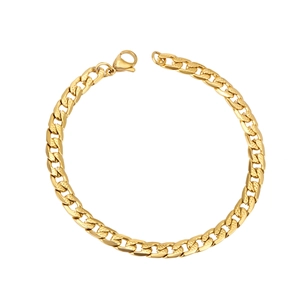 Bracelet gourmette épais en acier inoxydable doré avec maillons texturés et fermoir
