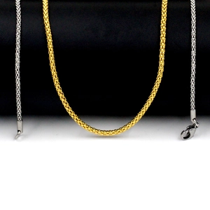 Collier maille pop-corn 2mm en acier inoxydable doré 18K et argent avec fermoir homard