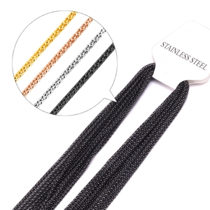 Détails de chaînes mailles maïs de 2mm en acier inoxydable doré, argenté et rose gold