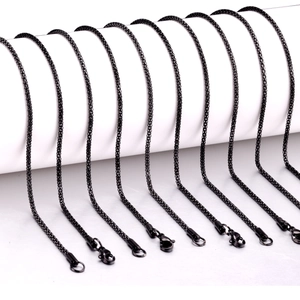 Colliers en chaîne popcorn noire de 2 mm en acier inoxydable avec fermoir mousqueton