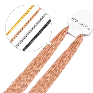 Détails des chaînes pop-corn 2mm en acier inoxydable en or, or rose, argent et noir