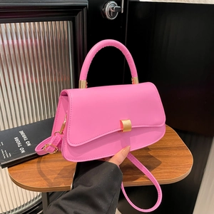 Women PU Leather Crossbody Bag Candy Color Retro Handbag With Lock Metal Hardware Fashion Square Shoulder Bag For Daily Use