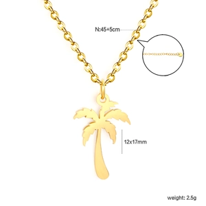 Collier pendentif palmier doré en acier inoxydable avec chaîne réglable de 45+5cm