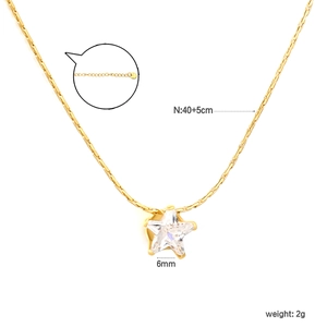 Minimalist 18k gold plated stainless steel necklace with 6mm star zircon pendant