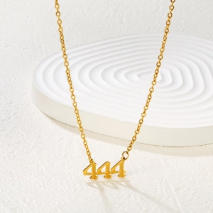 Minimalist 18k gold plated stainless steel necklace with 444 angel number pendant