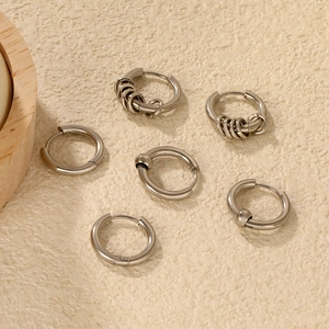 Boucles d'Oreilles Créoles Minimalistes en Acier Inoxydable Ensemble pour Femmes Argent Boucles d'Oreilles Huggie Cercle Simples Bijoux Cadeau