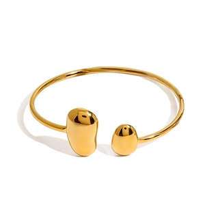 Bracciale rigido aperto in acciaio inossidabile placcato oro 18k con goccia sottile