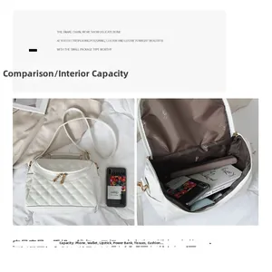 Detailed view of the white quilted cosmetic bag interior and high-capacity storage layout
