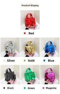 Collage de sacs à main en cuir PU brillant en sept couleurs avec mini-pochettes