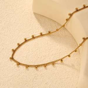 18K gold plated stainless steel sun pendant necklace with small beads minimalist jewelry