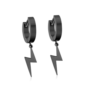 Boucles d'oreilles éclair en acier inoxydable noir mat pour un style punk moderne