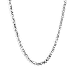 Elegant silver tennis necklace with oval-cut crystals and premium prong setting