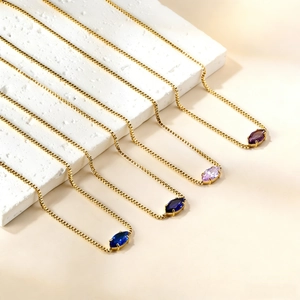 Collane placcate oro 18K con ciondoli in cristallo colorato taglio marquise