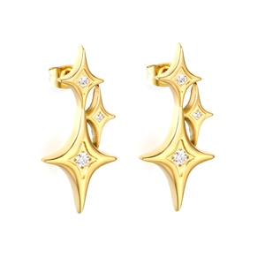 Orecchini pendenti a stella dorati con brillanti cristalli di zircone per donna