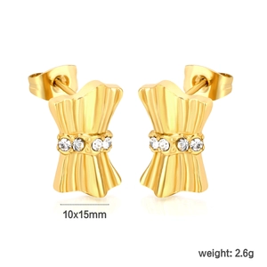 Boucles d'oreilles corset en acier inoxydable plaqué or 18k avec zircons, 10x15mm