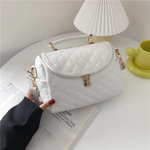Quilted Crossbody Bag PU Leather Elegant Handbag With Top Handle And Adjustable Strap Fashion Chic For Women Daily Wear