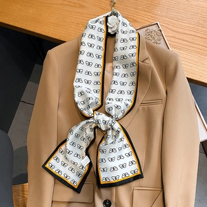 Sciarpa Stretta Stampa Farfalla Imitazione Raso Cravatta Fascia Capelli Borsa Nastro Elegante Accessori Moda