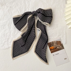Foulard a Righe Plissettato da Donna Skinny Scarf Satin Nastro per Capelli Lungo Sciarpa Decorativa per Ufficio Quotidiano