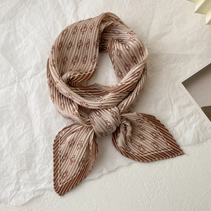 Foulard plissé en soie avec imprimé monogramme champagne pour les cheveux et le sac à main